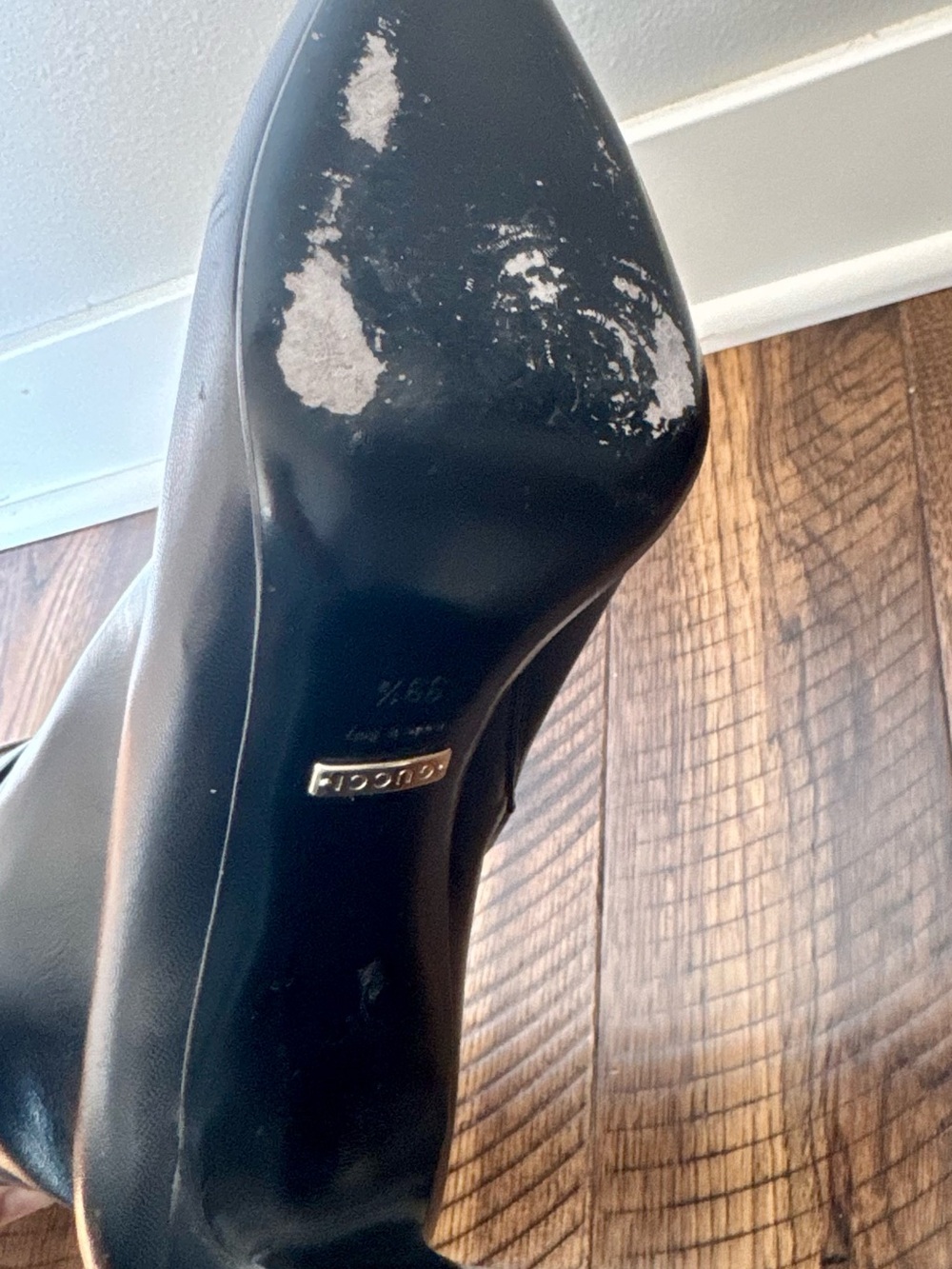 Gucci Black Leather Horsebit Accent Stiletto Boots - Picture 6 of 8